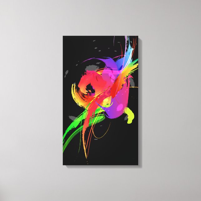 Abstrakt Paint Spritzer Rainbow Lorikeet auf Black Leinwanddruck (Vorderseite)