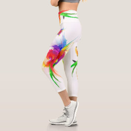 Abstrakt Paint Spritzer Rainbow Lorikeet Capri Leggings