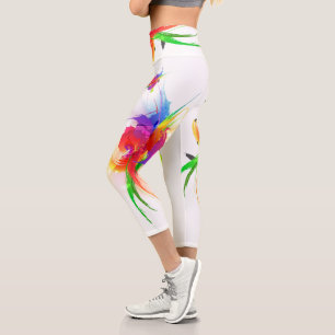 Abstrakt Paint Spritzer Rainbow Lorikeet Capri Leggings