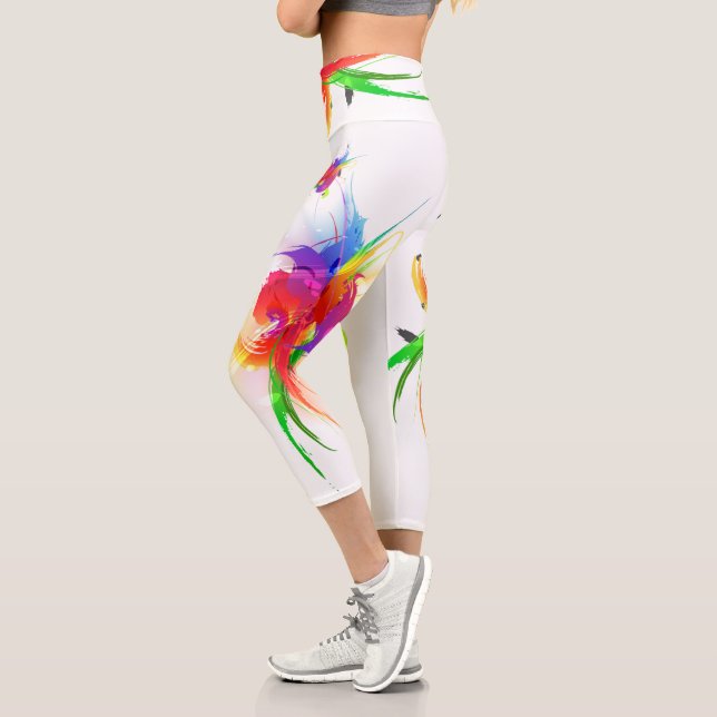 Abstrakt Paint Spritzer Rainbow Lorikeet Capri Leggings (Links)