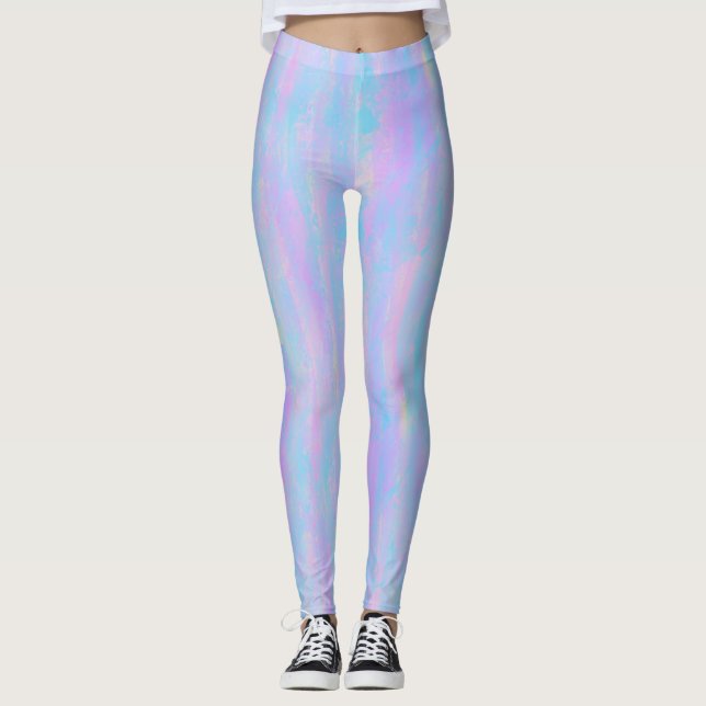Abstrakt Paint Strokes Mermaid Colors Leggings (Vorderseite)