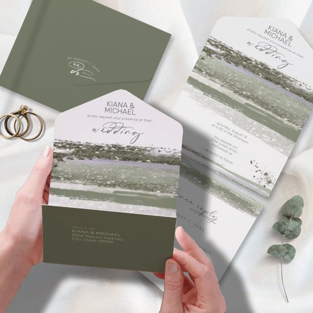 Abstrakt Paint Strokes Wedding ID886 All In One Einladung (Von Creator hochgeladen)