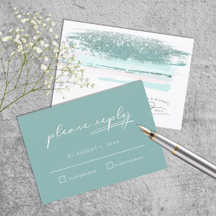 Abstrakt Paint Strokes Wedding RSVP Aquamarin Karte