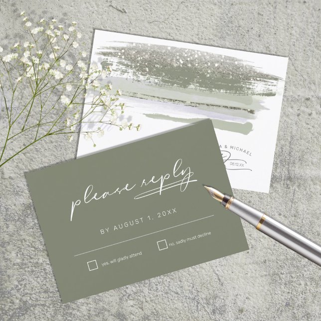 Abstrakt Paint Strokes Wedding RSVP ID886 Karte (Von Creator hochgeladen)