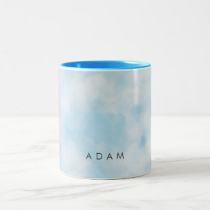 Abstrakt Pastel Blue Sky Clouds personalisieren Zweifarbige Tasse