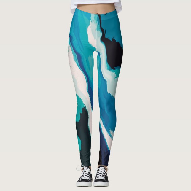 Abstrakt Pastel Paint Lagoon Edition Leggings (Vorderseite)