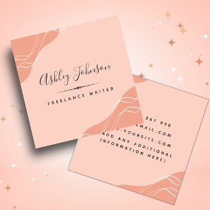 Abstrakt Pastel Peach Color Freelance Writer Boho Quadratische Visitenkarte
