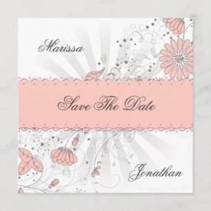 Abstrakt Peach Blume Grau Sunburst Save the Date