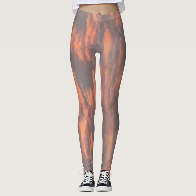 Abstrakt Peach Gray Cool All-over Print Leggings (Vorderseite)