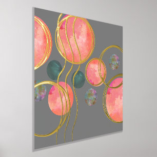 Abstrakt Peach Green Circles Gold Foliendrucke
