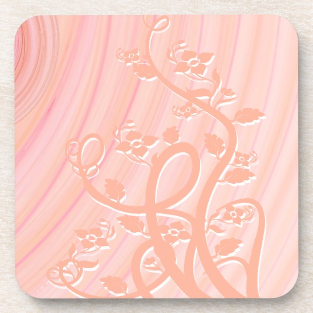 Abstrakt Peach Pink Spiralen Blume Untersetzer (Vorderseite)
