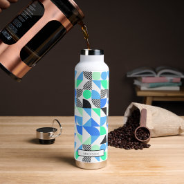 Abstrakt Personalisiert Blue Green Geometric Trinkflasche