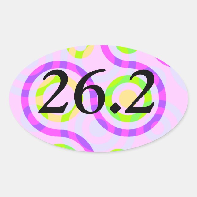 Abstrakt Pink 26.2 Marathon Oval Stickers (Vorderseite)