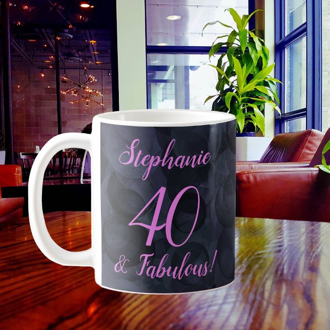 Abstrakt Pink Black 40 und fabelhaft Geburtstag Kaffeetasse (Von Creator hochgeladen)