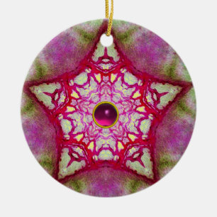 ABSTRAKT PINK BLAUE STAR MIT FUCHSIA GEM STONE KERAMIKORNAMENT