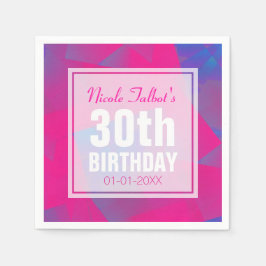 Abstrakt Pink Blue 30. Geburtstagspapier Napkins Serviette