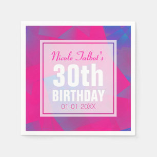 Abstrakt Pink Blue 30. Geburtstagspapier Napkins Serviette