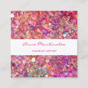Abstrakt Pink Glitz Square Business Card Quadratische Visitenkarte