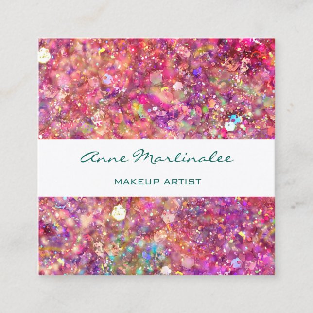 Abstrakt Pink Glitz Square Business Card Quadratische Visitenkarte (Vorderseite)