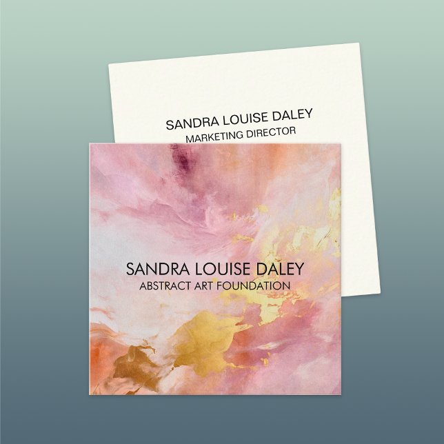 Abstrakt Pink Gold Farbe Farbe Moderne Kunst Quadratische Visitenkarte (Von Creator hochgeladen)