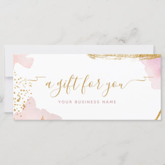 Abstrakt Pink Gold Script Watercolor Geschenkgutsc