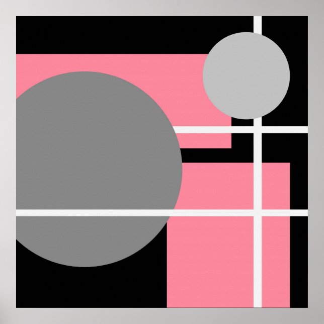 Abstrakt Pink Gray Schwarz-weiß AP0001 Poster (Vorne)