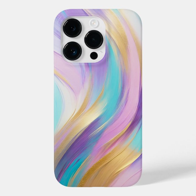 Abstrakt Pink Lilac Turquoise Gold Case-Mate iPhone Hülle (Rückseite)