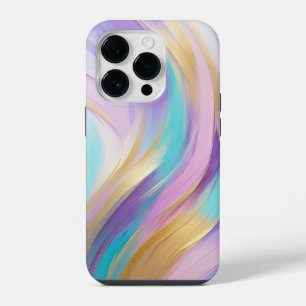 Abstrakt Pink Lilac Turquoise Gold iPhone 14 Pro Hülle