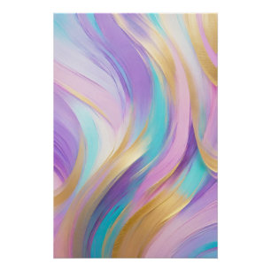 Abstrakt Pink Lilac Turquoise Gold Poster