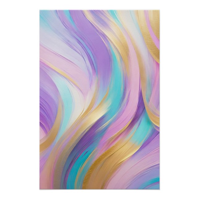 Abstrakt Pink Lilac Turquoise Gold Poster (Vorderseite)