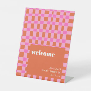 Abstrakt Pink Orange Benutzerdefinierte Baby Showe Sockelschild