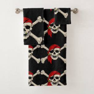 Abstrakt Pirate, Text hinzufügen Badhandtuch Set
