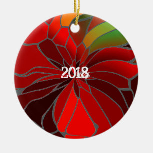 Abstrakt Poinsettia Keramik Ornament