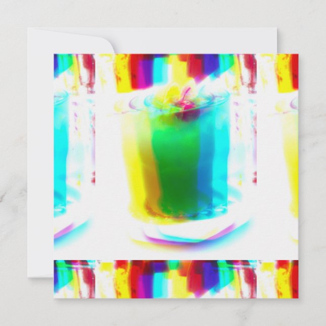 Abstrakt Popart primäre Rainbow Drink-Flachkarte (Vorderseite)