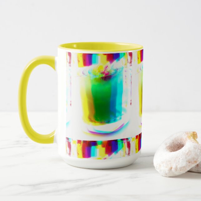 Abstrakt Popart primäre Rainbow Drinks Tasse (Mit Donut)