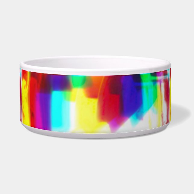 Abstrakt Popart primäre Rainbow-Keramik Pet Bowl Napf (Vorderseite)