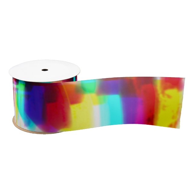 Abstrakt Popart Primäres Rainbow Ribbon Satinband (Spule)