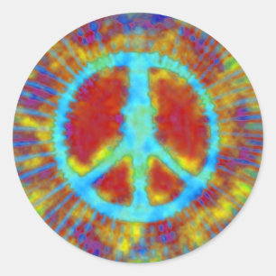 Abstrakt Psychedelic Fine Krawatte Dye Peace Sign Runder Aufkleber