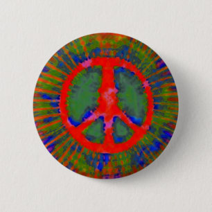 Abstrakt Psychedelic Krawatte Dye Peace Sign Button