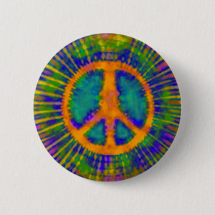 Abstrakt Psychedelic Krawatte Dye Peace Sign Button