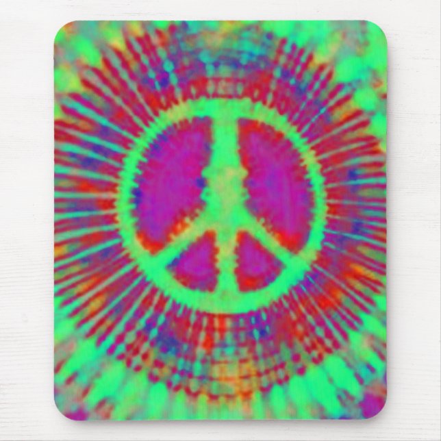Abstrakt Psychedelic Krawatte Dye Peace Sign Mousepad (Vorne)