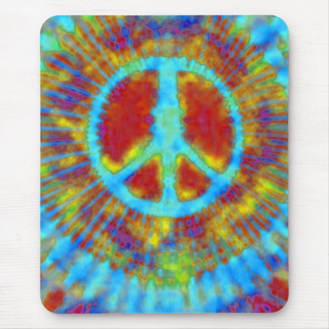 Abstrakt Psychedelic Krawatte Dye Peace Sign Mousepad (Vorne)