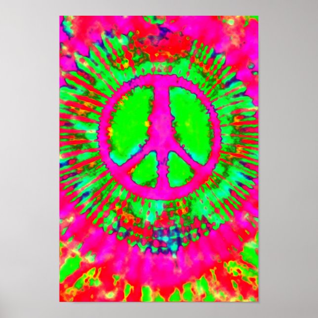 Abstrakt Psychedelic Krawatte Dye Peace Sign Poster (Vorne)