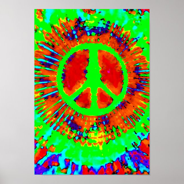 Abstrakt Psychedelic Krawatte Dye Peace Sign Poster (Vorne)