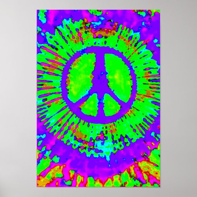 Abstrakt Psychedelic Krawatte Dye Peace Sign Poster (Vorne)