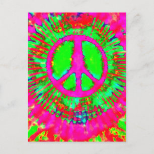 Abstrakt Psychedelic Krawatte Dye Peace Sign Postkarte