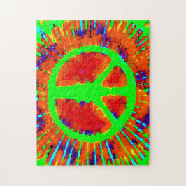 Abstrakt Psychedelic Krawatte Dye Peace Sign Puzzle