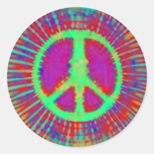 Abstrakt Psychedelic Krawatte Dye Peace Sign Runder Aufkleber