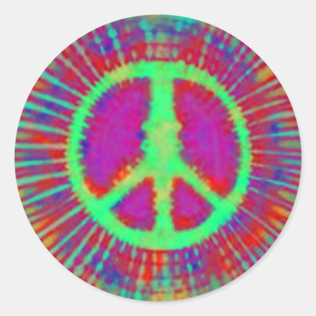 Abstrakt Psychedelic Krawatte Dye Peace Sign Runder Aufkleber (Vorderseite)