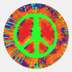 Abstrakt Psychedelic Krawatte Dye Peace Sign Runder Aufkleber